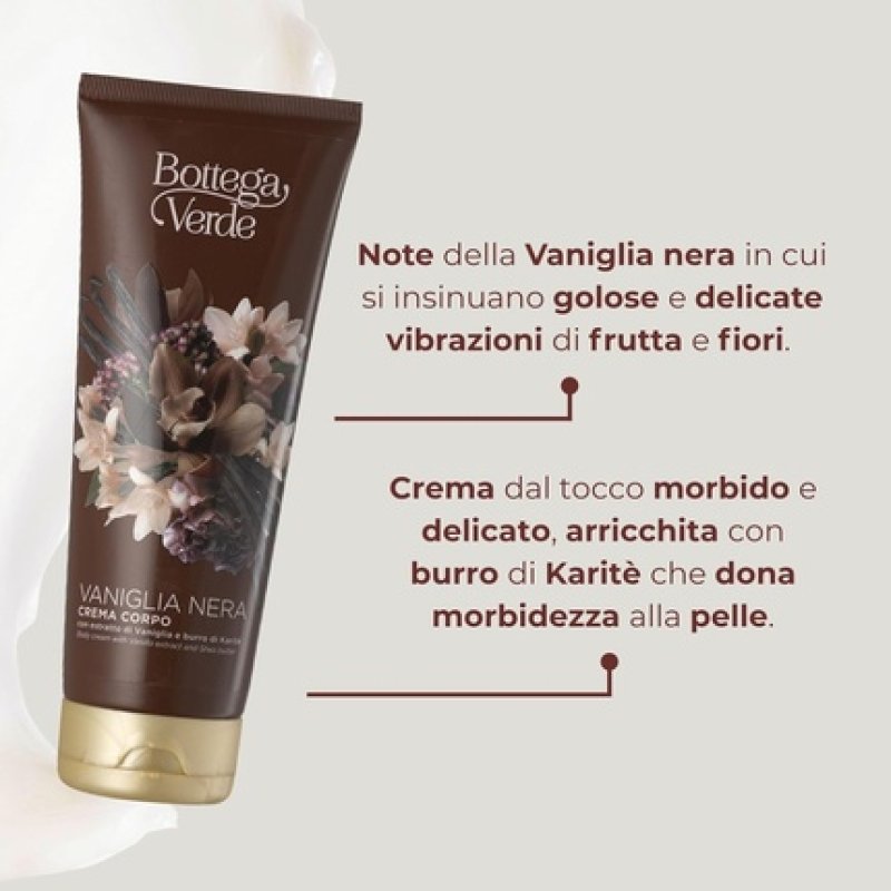 Bottega Verde Black Vanilla Body Cream 200ml Enriched with Vanilla Extract