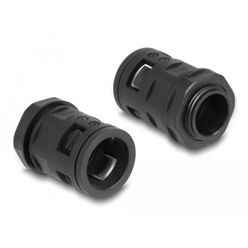 DeLOCK Cable protection sleeve 2 m x 21.2 mm with 2 x PG16 conduit fitting set black