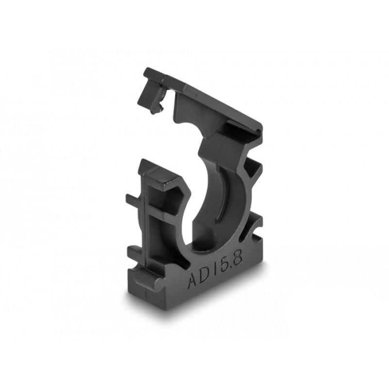 Delock Kabelschlauchhalter mit Verschlussclip 15,8 mm 8 Stück schwarz