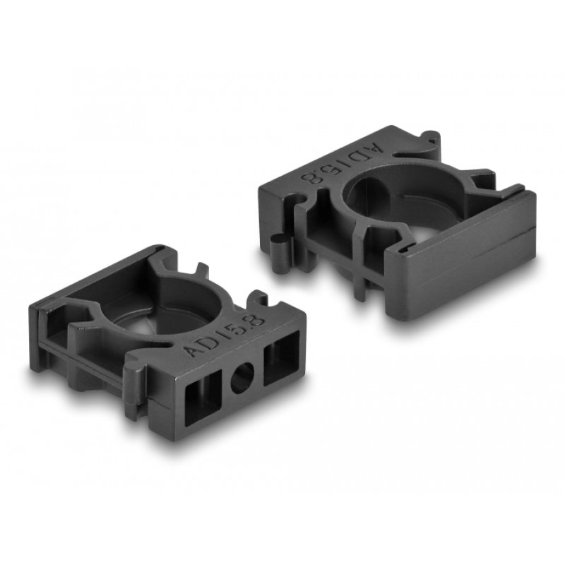 Delock Kabelschlauchhalter mit Verschlussclip 15,8 mm 8 Stück schwarz