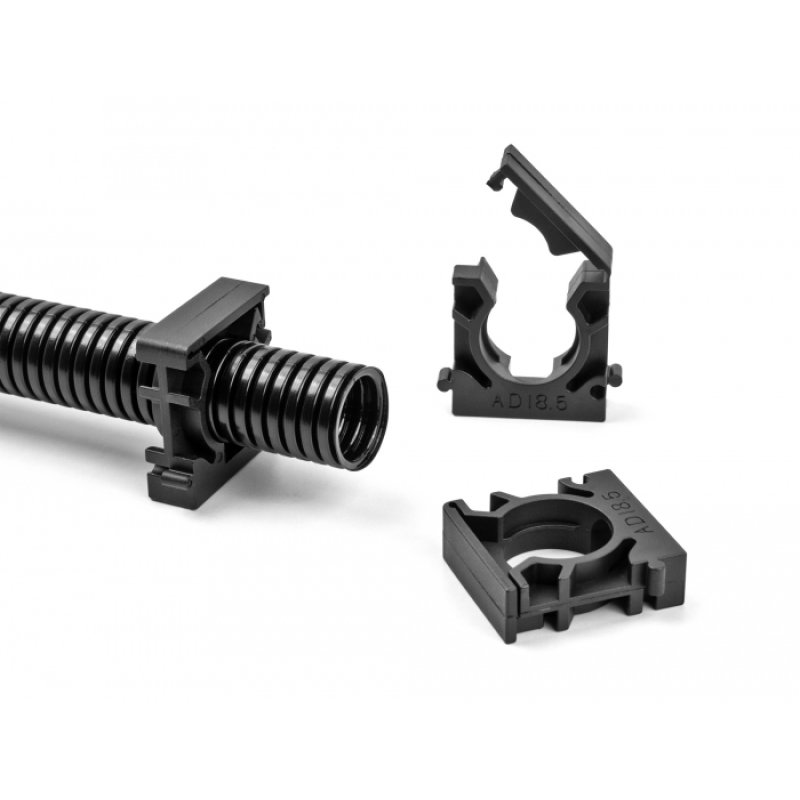 DeLOCK Support de manchon de câble avec clip de verrouillage, 15,8 mm, 8 unités, noir