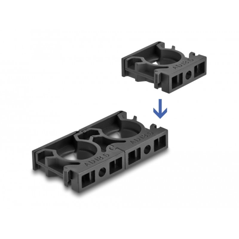 Delock Kabelschlauchhalter mit Verschlussclip 21,2 mm 4 Stück schwarz