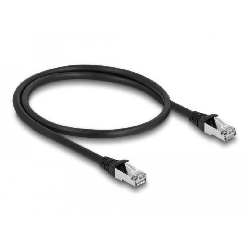 DeLOCK Câble de réseau RJ45 Cat.6A S/FTP PUR, extérieur, 0,5 m, noir