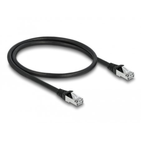 DeLOCK Câble de réseau RJ45 Cat.6A S/FTP PUR, extérieur, 0,5 m, noir