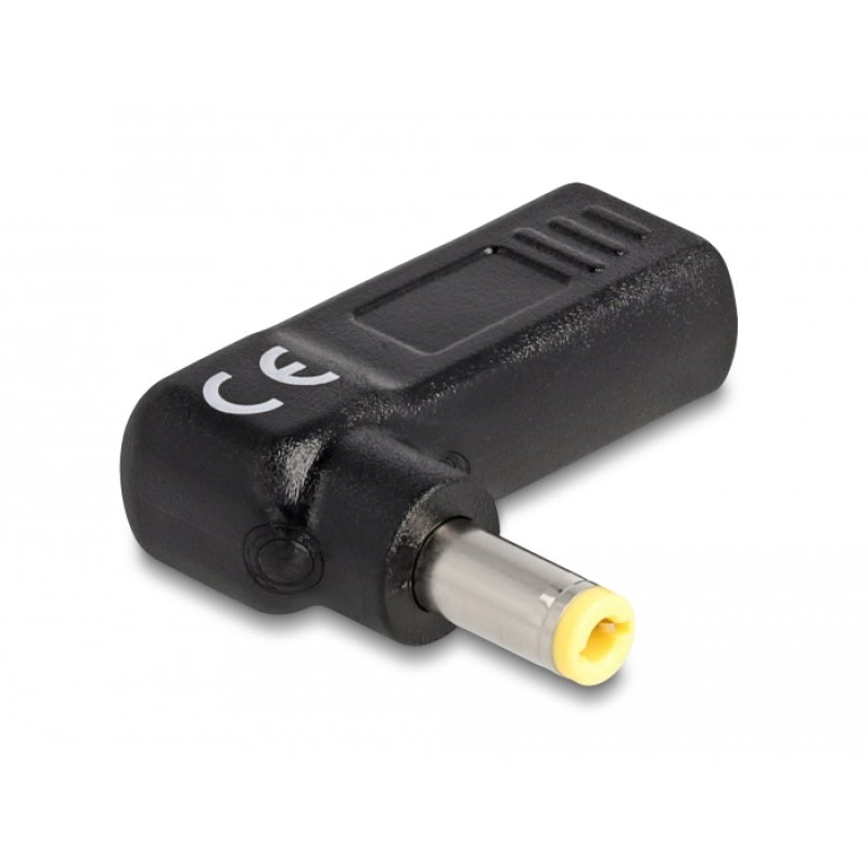 Delock Adapter für Notebook Ladekabel USB Type-C™ Buchse zu 5,5 x 2,5 mm Stecker 90° gewinkelt