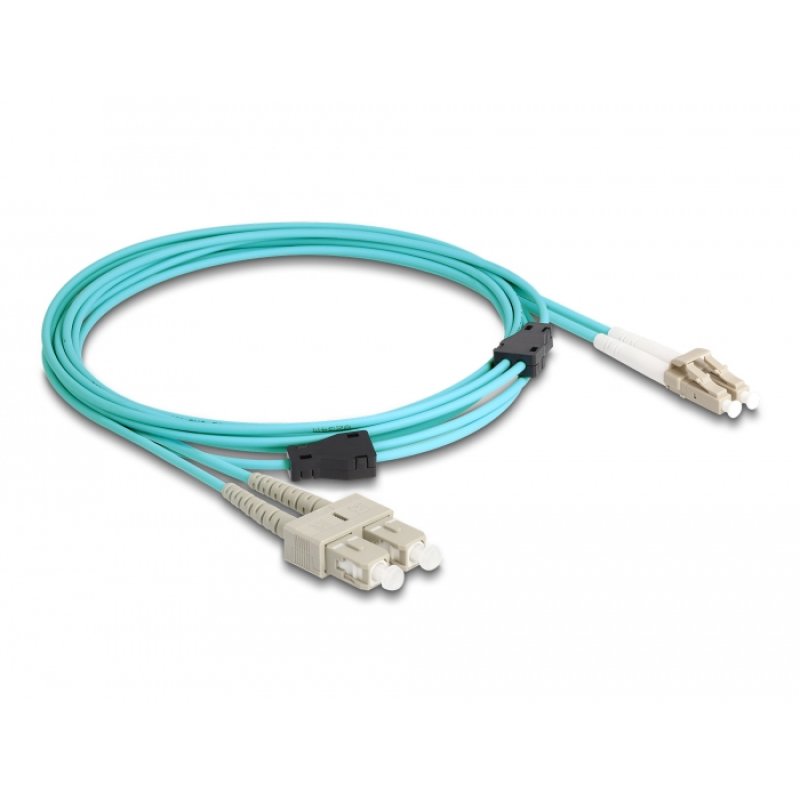 DeLOCK Fiber Optical Cable with metal armouring LC Duplex to SC Duplex Multi-mode OM3 3 m