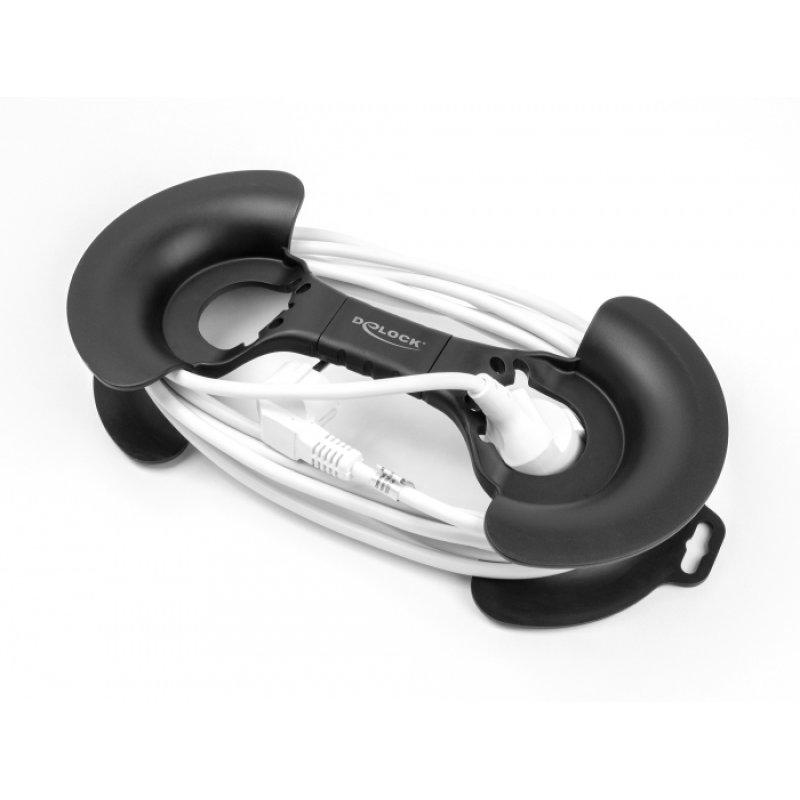 DeLOCK Enrouleur de câble 375 x 170 mm, noir