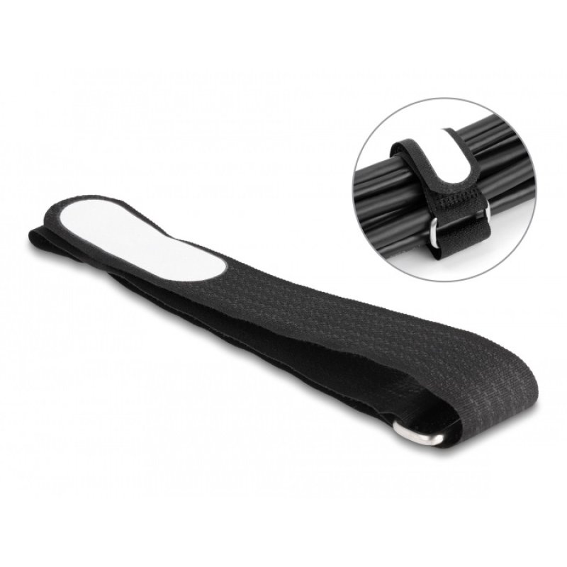DeLOCK Hook-and-loop cable tie with loop and label tap L 457 x W 25 mm black 5 pieces