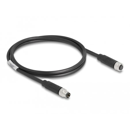 DeLOCK M8 3 pin Cable A-coded male to female PUR (TPU) 1 m