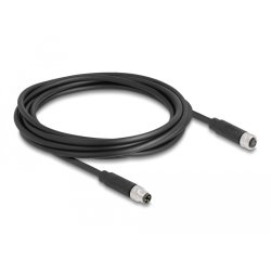 DeLOCK M8 3 pin Cable A-coded male to female PUR (TPU) 3 m