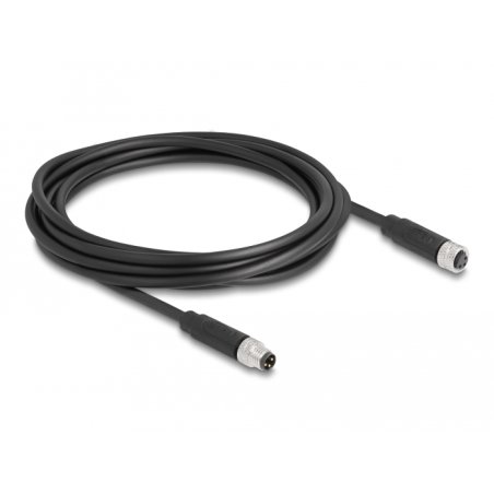 DeLOCK M8 3 pin Cable A-coded male to female PUR (TPU) 3 m