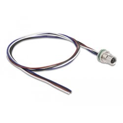 DeLOCK M8 panel-mount cable A-coded 4 pin female for panel with open cable ends front mounting 0.5 m