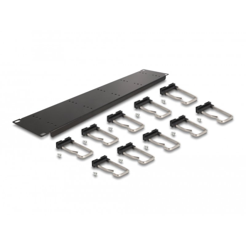 Delock 19? Kabelmanagement Rangierpanel mit 10 Metallbügel 2 HE schwarz