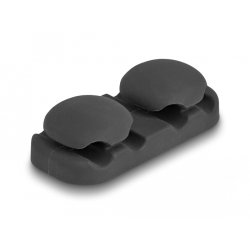 DeLOCK Cable holder with 4 feed-throughs self-adhesive black set 2 pieces