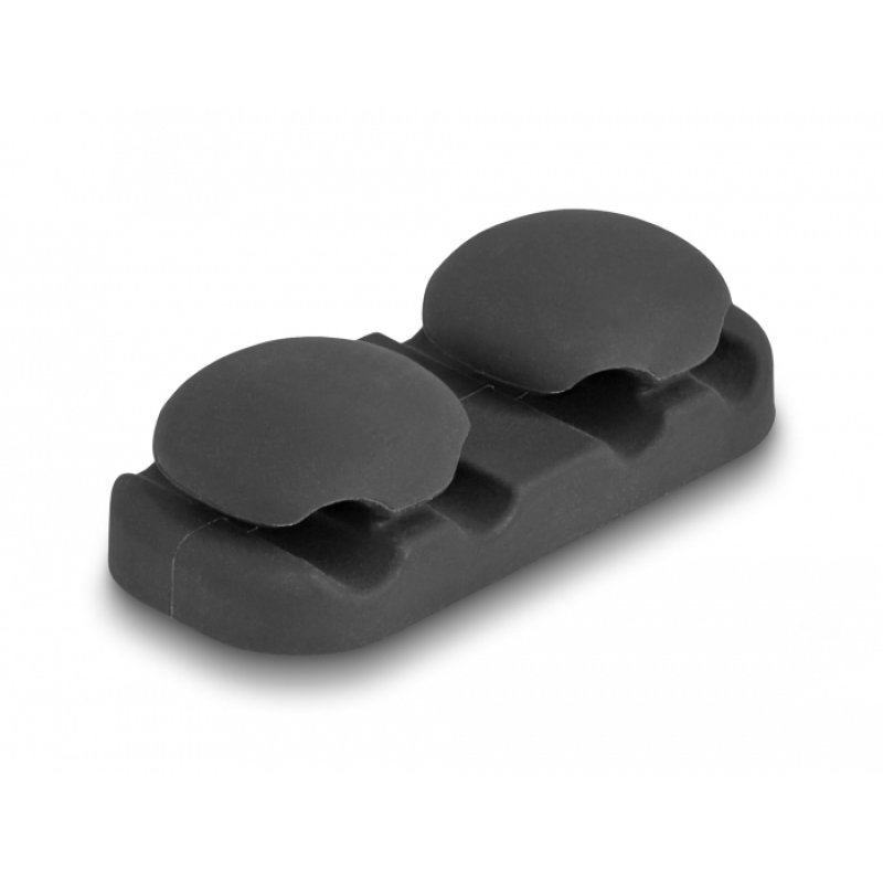 DeLOCK Cable holder with 4 feed-throughs self-adhesive black set 2 pieces