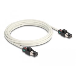 DeLOCK Câble de réseau RJ45 mâle à mâle Cat.6A S/FTP avec clips de couleur échangeable, 3 m, blanc