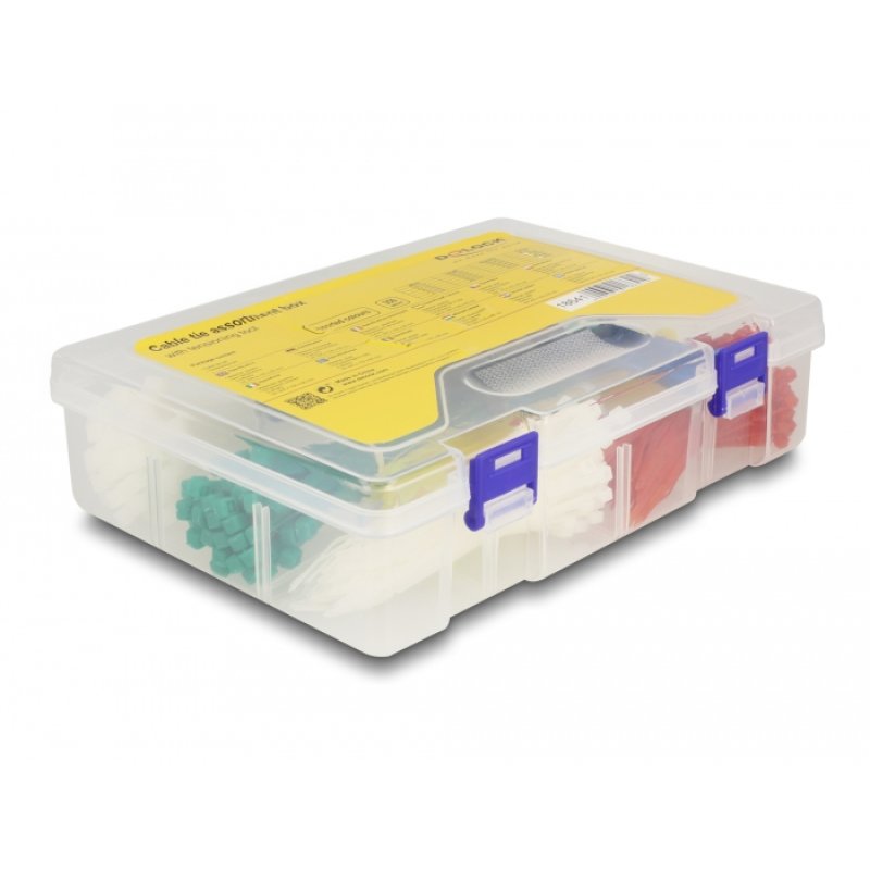 Delock Kabelbinder Sortimentsbox mit Spannwerkzeug 350-teilig farbig