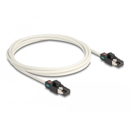 DeLOCK Network Cable RJ45 plug to plug Cat.6A S/FTP with rotatable colour clips 2 m white