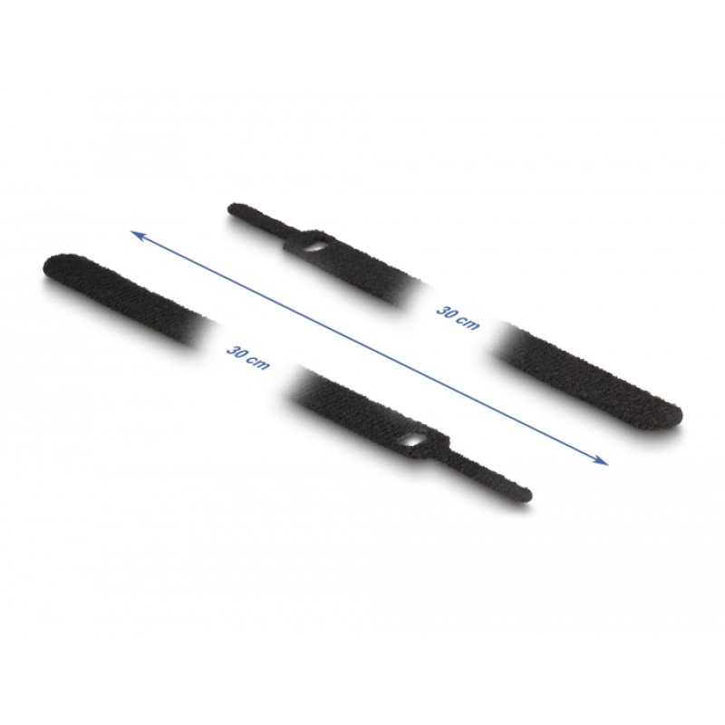 DeLOCK Hook-and-loop cable tie L 300 x W 12 mm black 10 pieces