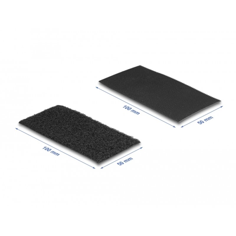 DeLOCK Hook-and-loop pad self-adhesive with hook-and-loop cable tie set 10 pieces black