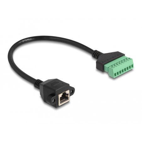 Delock RJ45 Kabel Cat.6 Buchse zu Terminalblock Adapter zum Einbau 30 cm 2-teilig