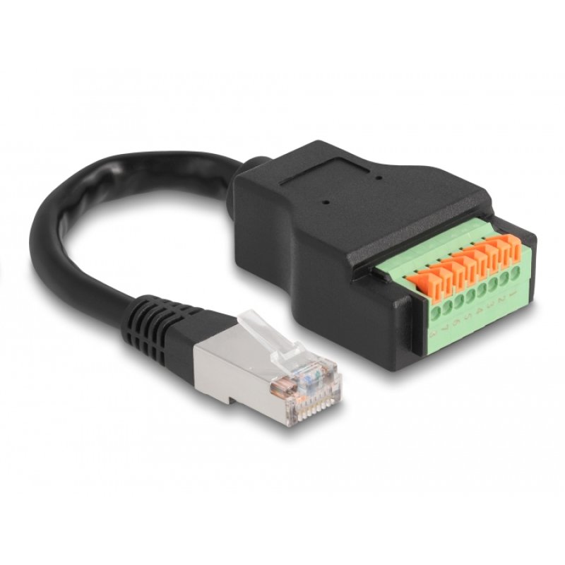DeLOCK RJ45 Cable Cat.5e plug to Terminal Block Adapter with push button 15 cm