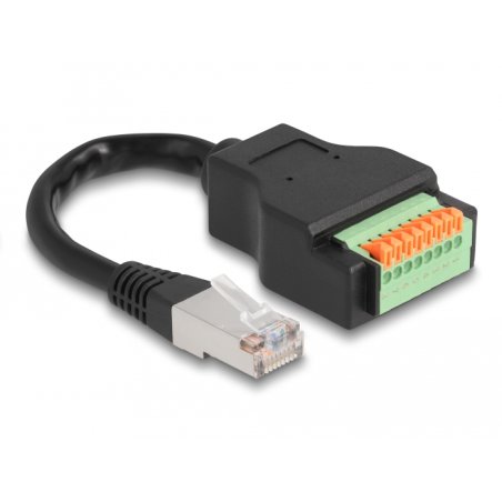 DeLOCK Câble RJ45 Cat.5e mâle vers adaptateur de bornier avec bouton-poussoir, 15 cm