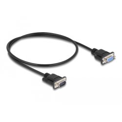 Delock RS-232 Kabel Seriell D-Sub 9 Stecker zu Buchse Nullmodem mit schmalem Steckergehäuse 0,5 m