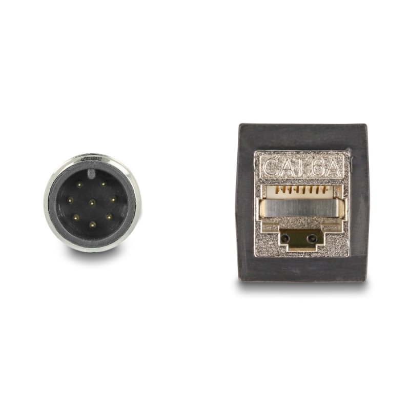 DeLOCK M12 Cable A-coded 8 pin male to RJ45 female PUR (TPU) 0.5 m