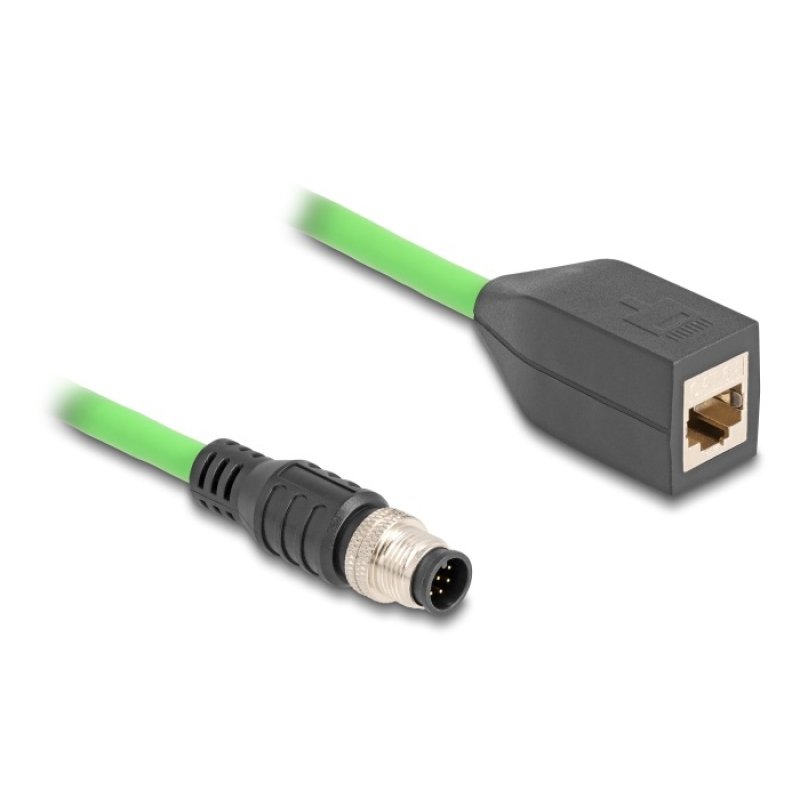DeLOCK M12 Cable A-coded 8 pin male to RJ45 female PUR (TPU) 0.5 m