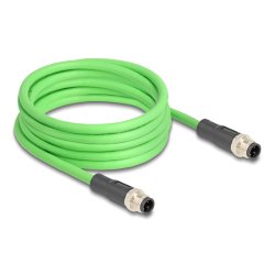 Delock M12 Kabel D-kodiert 4 Pin Stecker zu Stecker PUR (TPU) 2 m