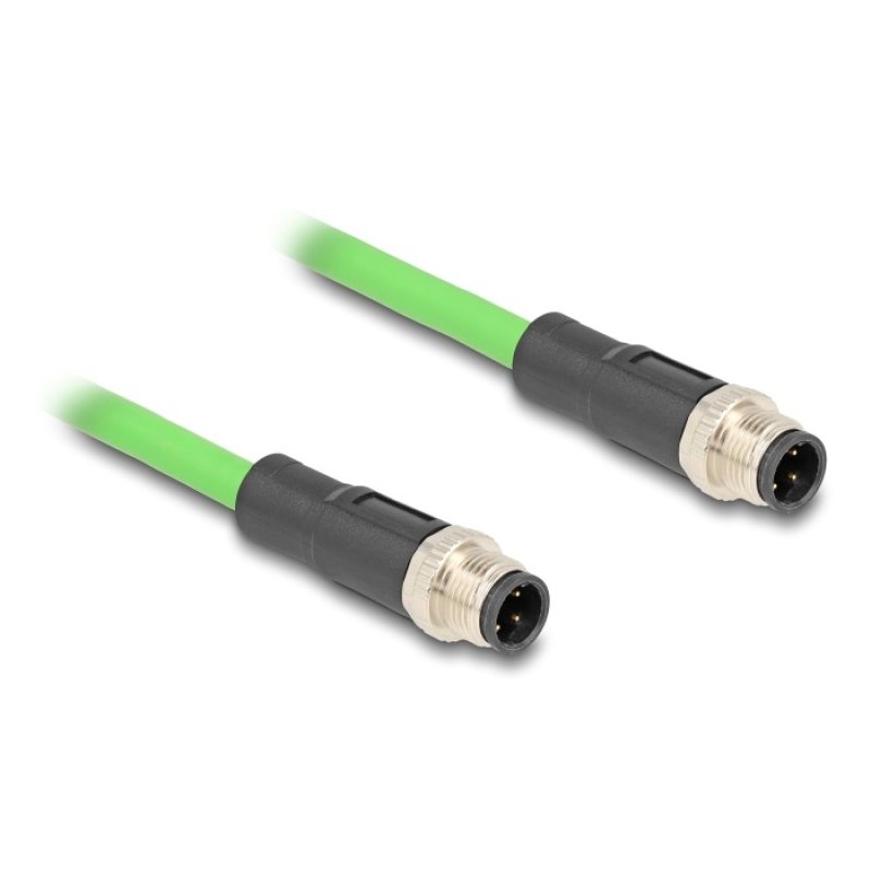 Delock M12 Kabel D-kodiert 4 Pin Stecker zu Stecker PUR (TPU) 2 m