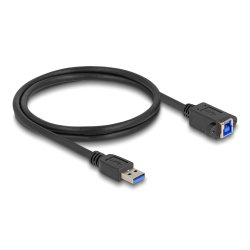 DeLOCK Câble USB 5 Gbps USB Type-A mâle vers USB Type-B femelle pour installation, 1 m, noir