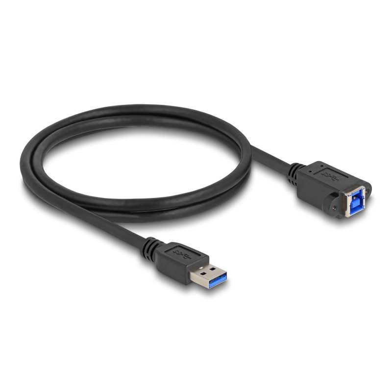 DeLOCK Câble USB 5 Gbps USB Type-A mâle vers USB Type-B femelle pour installation, 1 m, noir