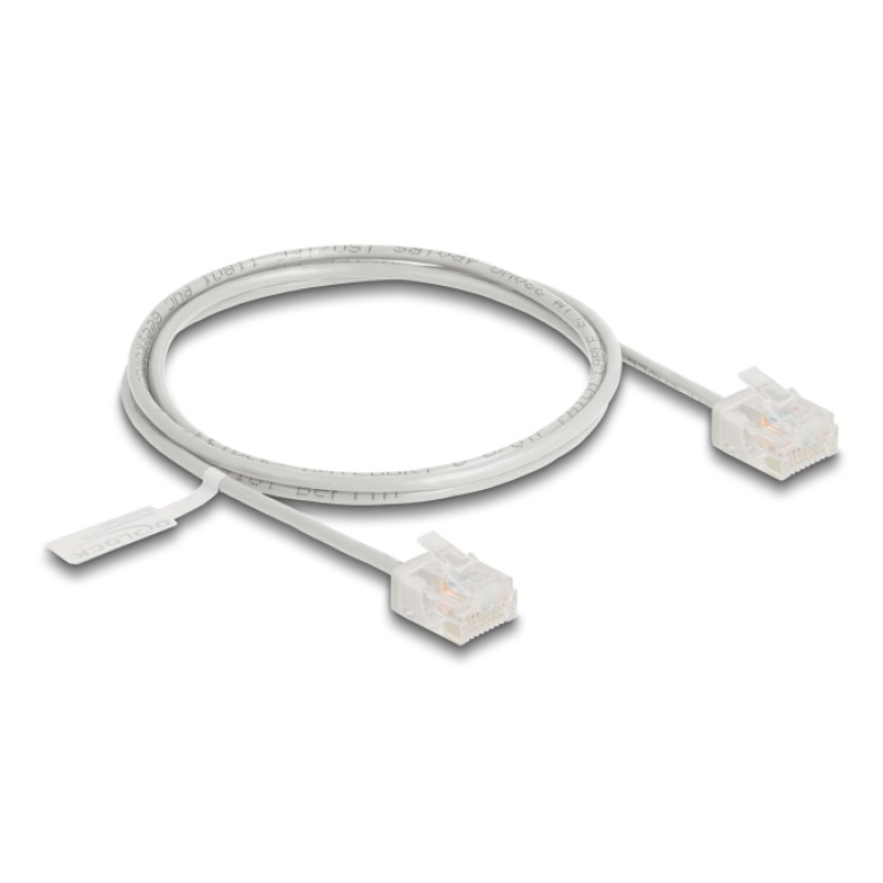 Delock RJ45 Netzwerkkabel Cat.6 UTP Ultra Slim 1 m grau mit kurzen Steckern