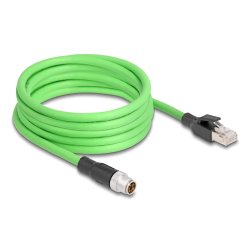 Delock M12 Kabel X-kodiert 8 Pin Stecker zu RJ45 Stecker PUR (TPU) 5 m