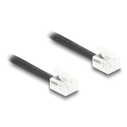 Delock Telefonkabel / Spiralkabel RJ11 Stecker zu RJ11 Stecker schwarz 10 m