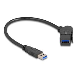 DeLOCK USB 5 Gbps Type-A panel mount female 45° angled to Type-A male with 30 cm cable black