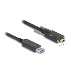 Delock Aktives Optisches Kabel USB 10 Gbps Typ-A Stecker zu USB Type-C™ Stecker mit Schrauben seitlich 10 m