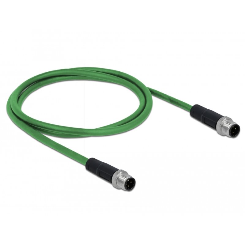 Delock Netzwerkkabel M12 D-kodiert 4 Pin Stecker zu Stecker TPU 1 m