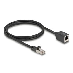 Delock Netzwerk Verlängerungskabel RJ45 Stecker zu RJ45 Buchse Cat.6A S/FTP 1 m schwarz