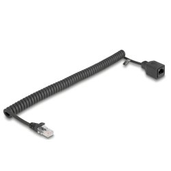 Delock RJ45 Spiralkabel Stecker zu Buchse Cat.5e UTP 0,8 m bis 2 m schwarz