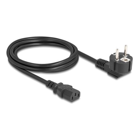 DeLOCK PC power cord earthed plug CEE 7/7 90° angled to C13 female, 2 m, 3 x 1.00 mm² black