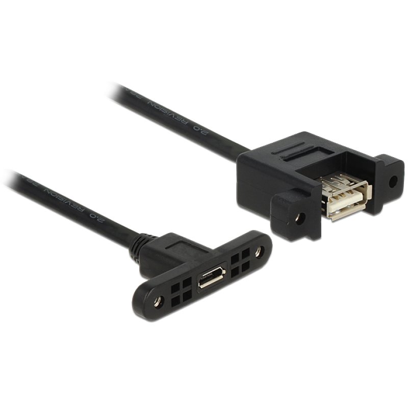 Delock Kabel USB 2.0 Micro-B Buchse zum Einbau USB 2.0 Typ-A Buchse zum Einbau 25 cm
