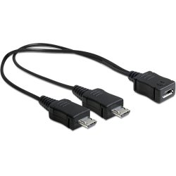 DeLOCK 20.5cm, USB micro-B - 2 x USB micro-B câble USB USB 2.0 0,205 m Micro-USB B 2 x Micro-USB B Noir