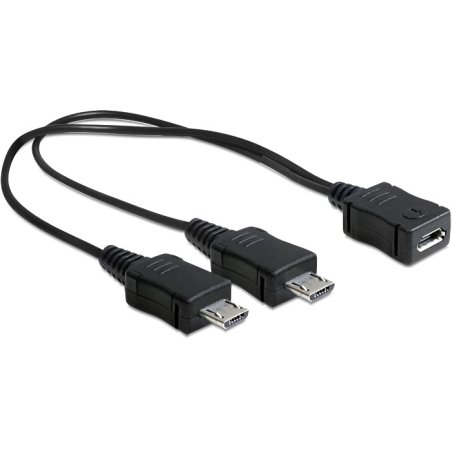DeLOCK 20.5cm, USB micro-B - 2 x USB micro-B USB cable USB 2.0 0.205 m Micro-USB B 2 x Micro-USB B Black