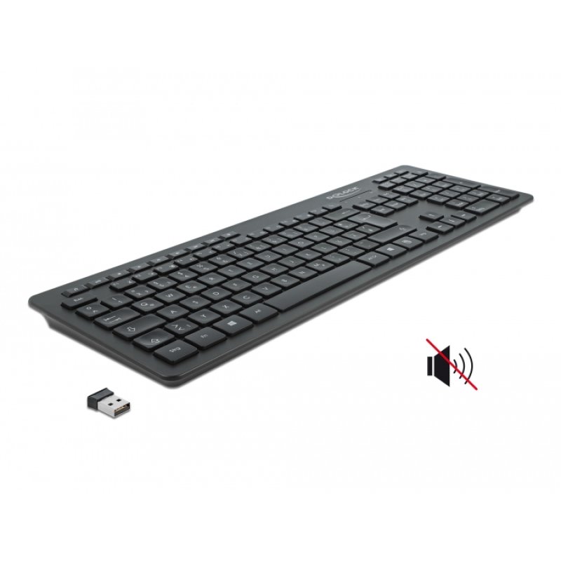 DeLOCK Clavier USB 2,4 GHz, sans fil, noir - Silencieux