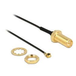 Delock Antennenkabel RP-SMA Buchse zum Einbau zu I-PEX Inc., MHF® I Stecker 1.13 10,0 cm Gewindelänge 10 mm