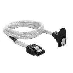 Delock SATA 6 Gb/s Kabel gerade auf unten gewinkelt 50 cm transparent