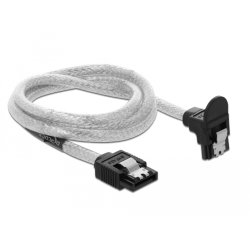 Delock SATA 6 Gb/s Kabel gerade auf unten gewinkelt 70 cm transparent